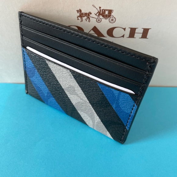 NWT Coach Slim Card Case With Stripe Print - Picture 5 of 7